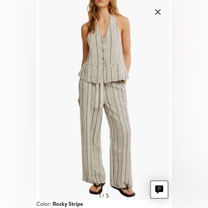 Free People-Take Me To Paris Strip Halter Vest & Pants Set